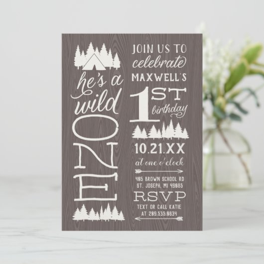 Wild One Birthday Party for 1st Birthday Kaart (Staand voorkant)