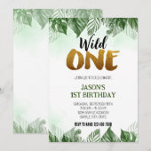 Wild One Birthday Party Invitation Kaart (Voorkant / Achterkant)