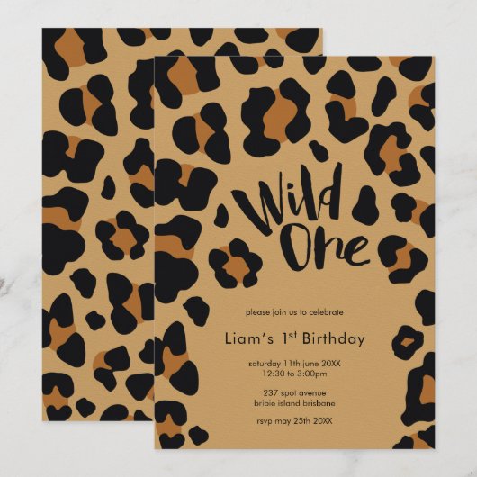 Wild One Birthday Party Kaart (Voorkant / Achterkant)