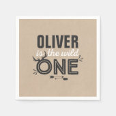 Wild One Birthday Party Napkin Rustic kraft party Servetten (Voorkant)