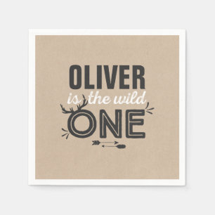 Wild One Birthday Party Napkin Rustic kraft party Servetten