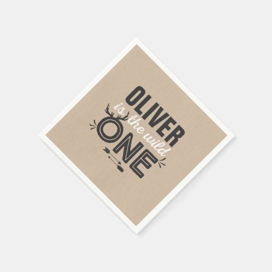 Wild One Birthday Party Napkin Rustic kraft party Servetten (Hoek)
