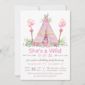 Wild One Birthday Party Roze Tipi Eerste Verjaarda Kaart (Voorkant)