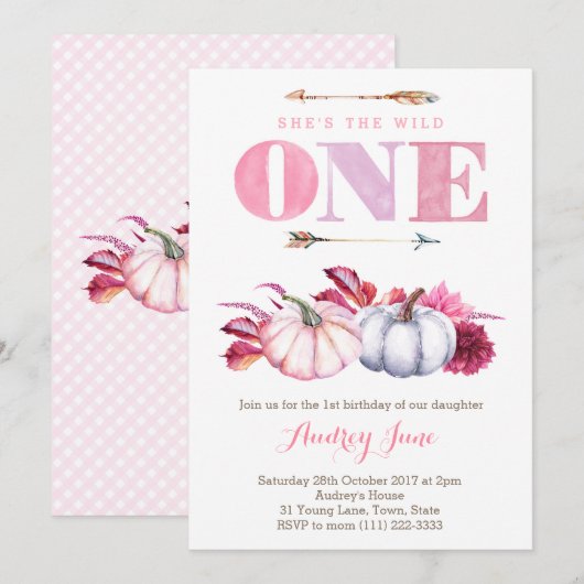 Wild ONE Birthday Party-thema, Herfst 1 Birthday Kaart (Voorkant / Achterkant)