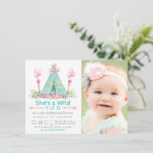 Wild One Birthday Party Tipi Eerste Verjaardag Kaart (Staand voorkant)