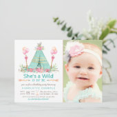 Wild One Birthday Party Tipi Eerste Verjaardag Kaart (Staand voorkant)