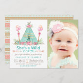 Wild One Birthday Party Tipi Eerste Verjaardag Kaart (Voorkant / Achterkant)