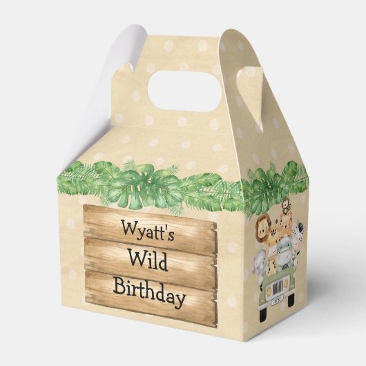 Wild One Birthday Safari Animal Favor Box Bedankdoosjes (Voorkant Zijde)