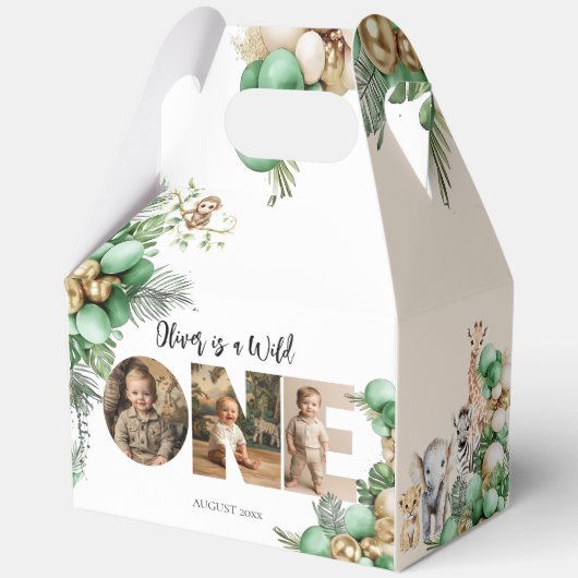 Wild One Birthday Safari Dierenfoto Bedankdoosjes (Voorkant)