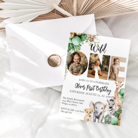 Wild One Birthday Safari Dierenfoto Kaart