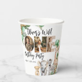 Wild One Birthday Safari Dierenfoto Papieren Bekers (Achterkant)