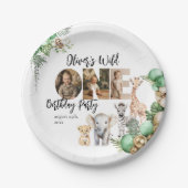 Wild One Birthday Safari Dierenfoto Papieren Bordje (Voorkant)