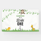 Wild One Birthday Safari Oerwoud Dieren Spandoek (Horizontaal)