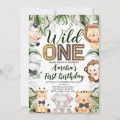Wild One Birthday, Safari, Oerwoud WILD One Animal Kaart (Voorkant)