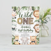 Wild One Birthday, Safari, Oerwoud WILD One Animal Kaart (Staand voorkant)