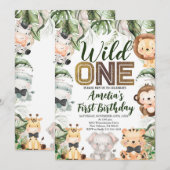 Wild One Birthday, Safari, Oerwoud WILD One Animal Kaart (Voorkant / Achterkant)