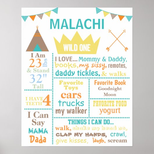 Wild One Birthday Sign Poster (Voorkant)