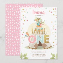 Wild One Birthday Teepee Boho Tribal Pink Girl