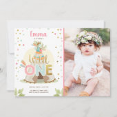 Wild One Birthday Teepee Boho Tribal Pink Girl Kaart (Voorkant)