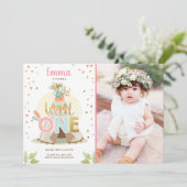 Wild One Birthday Teepee Boho Tribal Pink Girl Kaart (Staand voorkant)