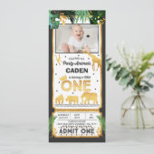 Wild One Birthday Ticket Invitation Oerwoud Animal Kaart (Staand voorkant)