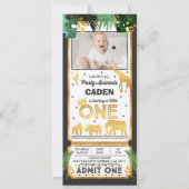 Wild One Birthday Ticket Invitation Oerwoud Animal Kaart (Voorkant)