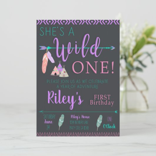 Wild One Birthday Uitnodiging (Staand voorkant)