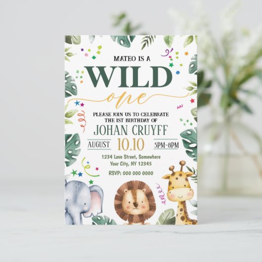 Wild One Birthday Uitnodiging (Staand voorkant)