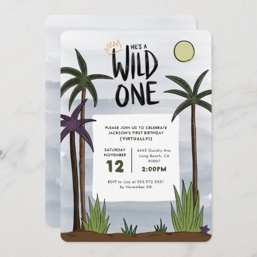 Wild One Birthday Uitnodiging (Voorkant / Achterkant)