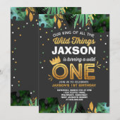 Wild One Birthday Uitnodiging Wild Things Verjaard (Voorkant / Achterkant)