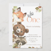 Wild One Birthday-uitnodiging - Woodland Animals Kaart (Voorkant)