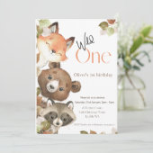 Wild One Birthday-uitnodiging - Woodland Animals Kaart (Staand voorkant)