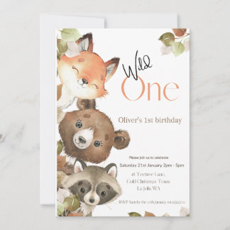 Wild One Birthday-uitnodiging - Woodland Animals Kaart