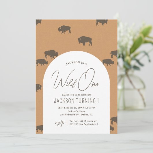 Wild One Bizon Verjaardag Kaart (Staand voorkant)