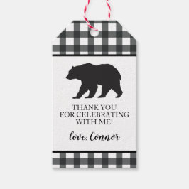 Wild One Black Bear Plaid Bedankt Cadeaulabel