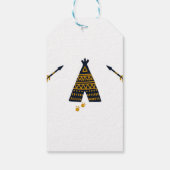 Wild One Blauw Goud Tepee 1e Verjaardagsfeest Cadeaulabel (Achterkant)