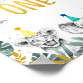 Wild One Blue Gold Party Animal Birthday Sign Poster (Hoek)