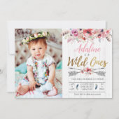Wild One Boho Birthday Girls Uitnodiging op eerste (Voorkant)