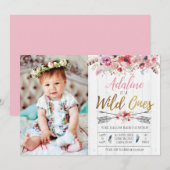 Wild One Boho Birthday Girls Uitnodiging op eerste (Voorkant / Achterkant)