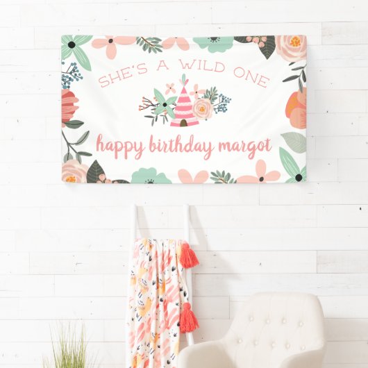 Wild One | Boho Camping Theme First Birthday Party Spandoek (Insitu)