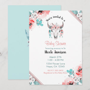WILD ONE Boho Chic Bloemige Baby Shower Kaart