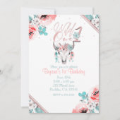 WILD ONE Boho Chic Floral 1e verjaardag Uitnodigin Kaart (Voorkant)