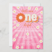 Wild One Boho Daisy Regenboog 1e verjaardag uitnod Kaart (Voorkant)