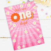Wild One Boho Daisy Regenboog 1e verjaardag uitnod Kaart