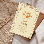 Wild One Boho Floral 1e verjaardag Uitnodiging