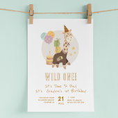 Wild One Boho Giraffe Boy 1e Verjaardag Kaart