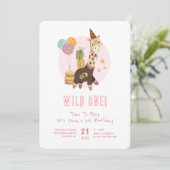 Wild One Boho Giraffe Girl 1e Verjaardag Kaart (Staand voorkant)