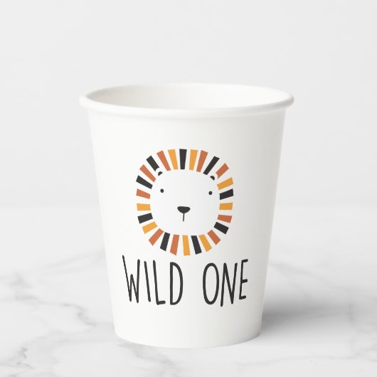 Wild one boho Lion eerste verjaardag Napkins Papieren Bekers (Voorkant)
