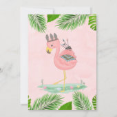 Wild One Boho Pink Flamingo 1st Birthday Party Kaart (Achterkant)