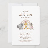 Wild One Boho Rainbow Safari Animals Baby Shower  Kaart (Voorkant)